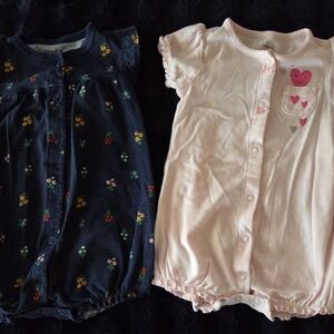 Carter's Pink and Navy Baby Romper Set